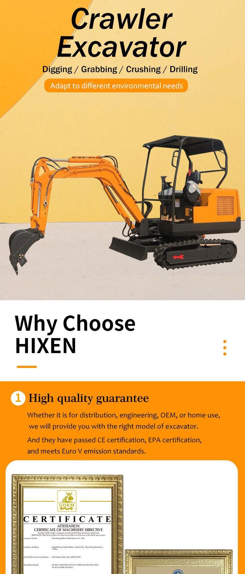 CE China Cheapest Price Mini Bagger 2 Ton 2.5t 3 Tonne Small Miniature Home Digger EPA Kubota Yanmar Engine Micro Compact Crawler Excavator for Sale