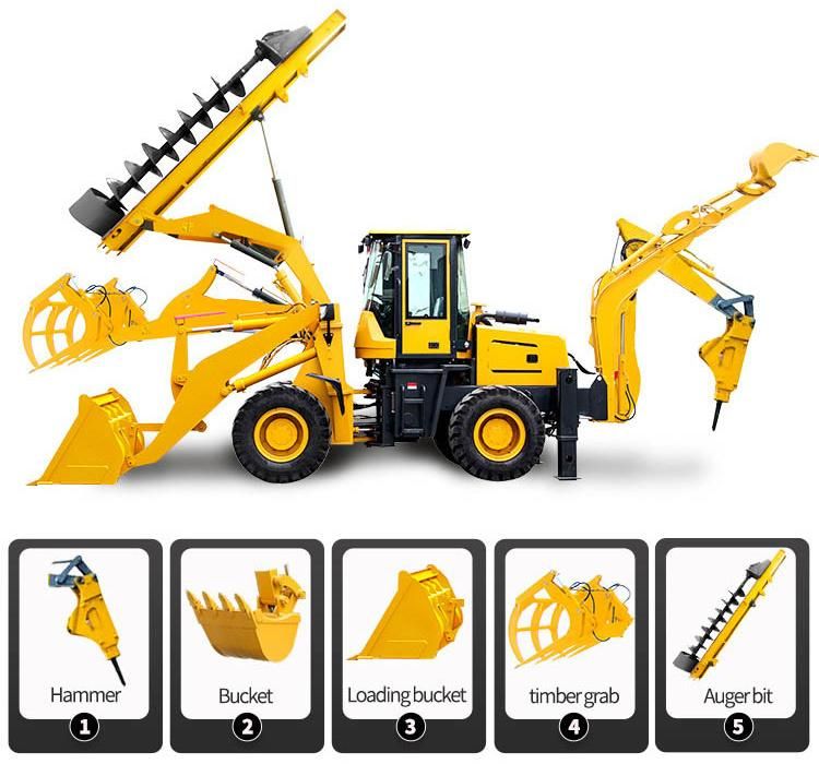 Hot Sell Articulated Backhoe Wheel Loader with 0.2m3 Digging Bucket Capacity