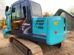Used Hydraulic Excavator Kobelco75, Second Hand Crawler Excavator Kobelco75 with Towable Backhoe