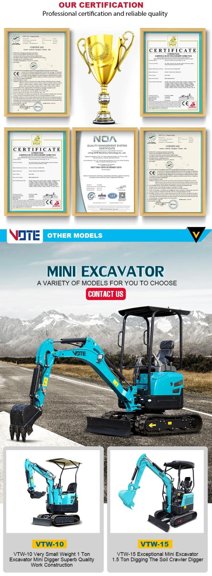 CE EPA China Cheap Price Crawler Excavator 0.8 Ton 1 Ton 1.5 Ton 2.0 Ton Small Digger Mini Excavator for Sale Hot
