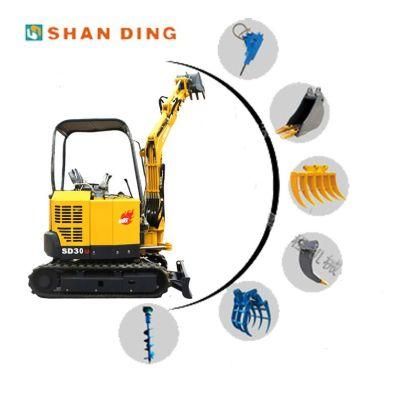 CE Approved Chinese Excavator SD30u 3 Ton Mini Excavator Excavator Bucket 3 Ton Mini Digger