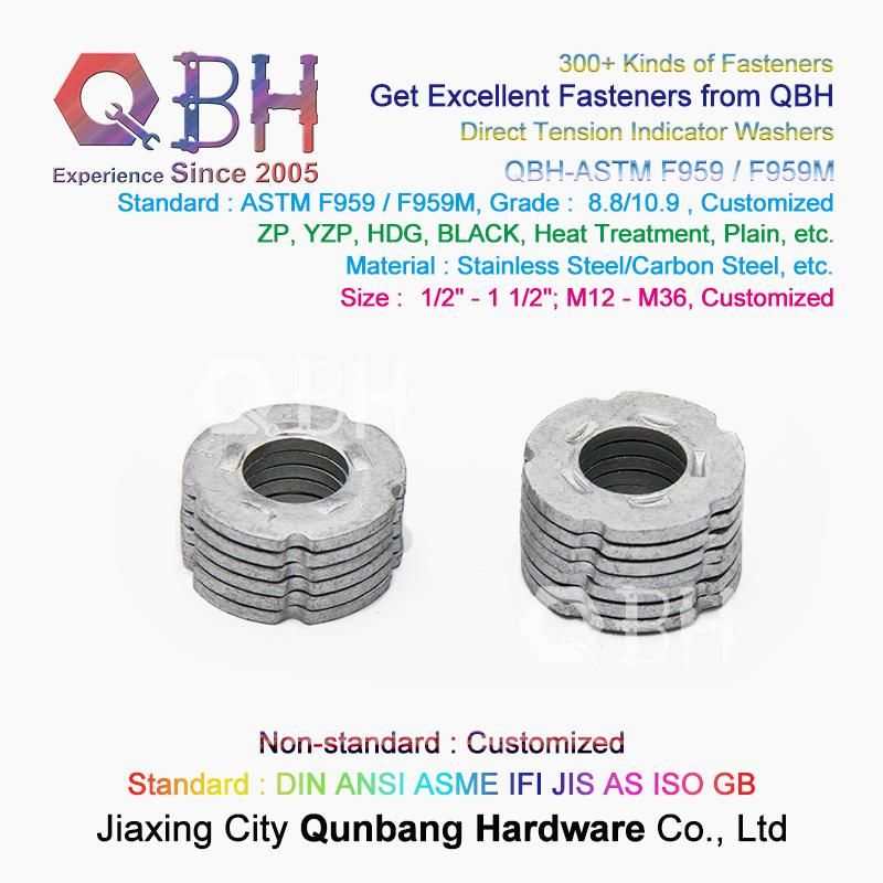 Qbh Customized OEM ODM ASTM F959 F959m Direct Tension Indicator Dacromet Black HDG Zp Yzp Plain Geomet Heat Treatment Washers Shims for A325 / A490 Bolt