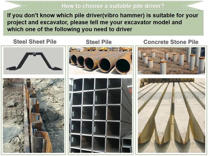 18 Month Warranty Hydraulic Vibratory Hammer Concrete Piling Excavator Attachment