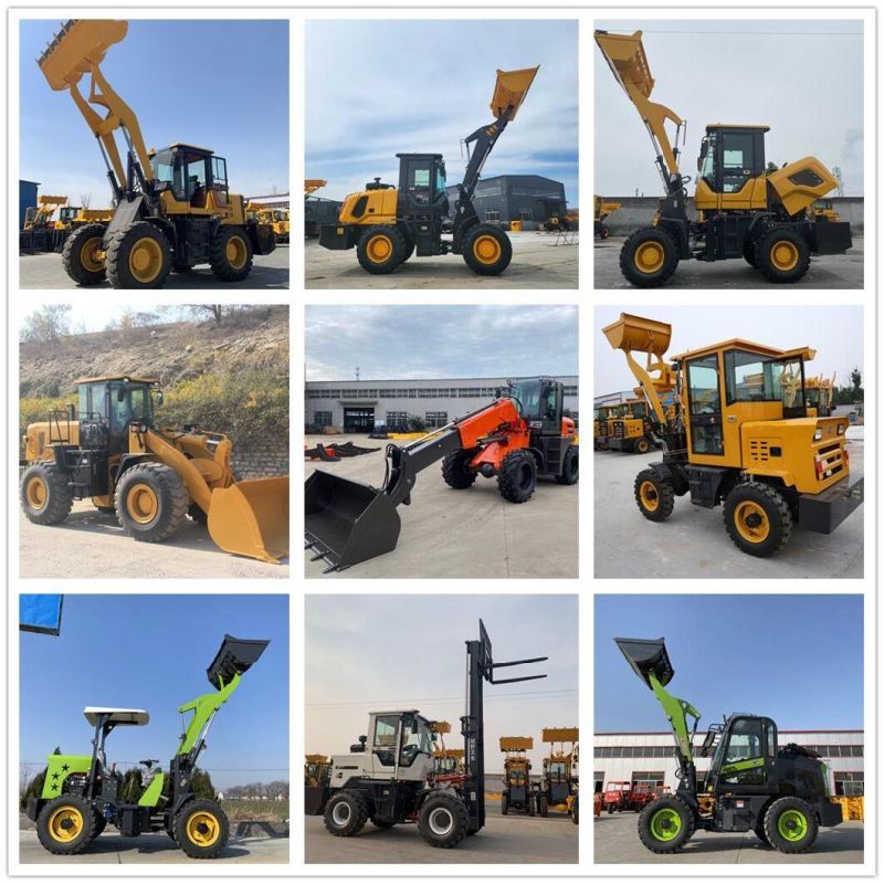 China Factory Wholesale 1/1.2/1.5 Ton Small Wheel Loader Small Forklift Skid Steer Loader 4WD Front Loader CE Certification Euro 5 Engine Construction Sit