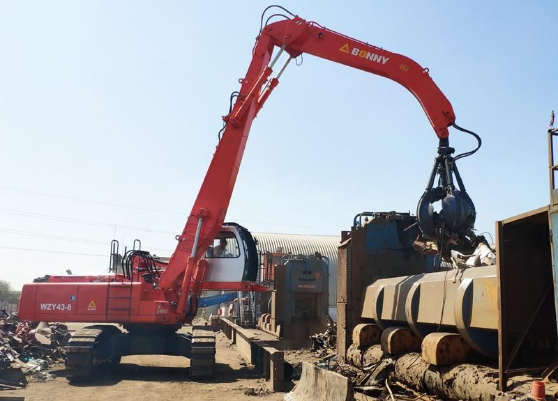 Bonny 43ton Hydraulic Material Handling Machine Handler on Track for Scrap and Waste Recycling