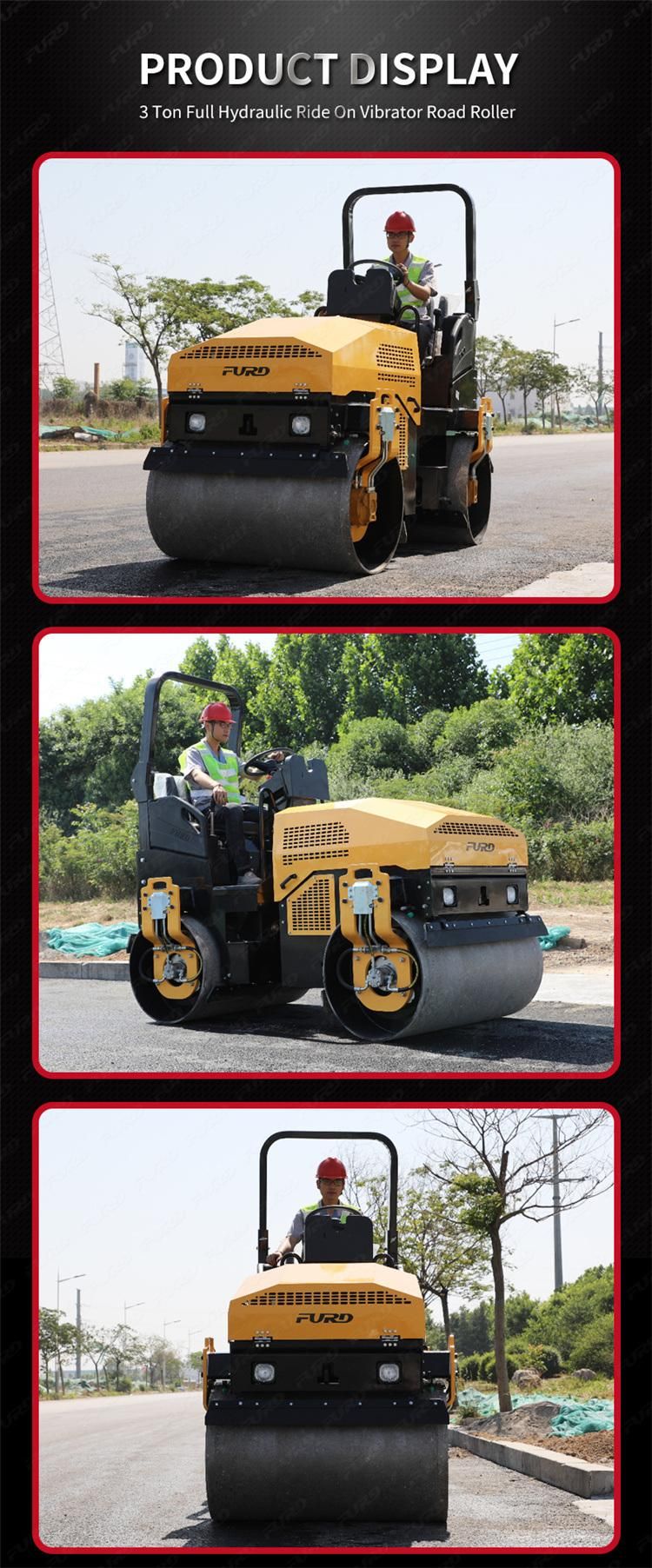 Good Compaction Performance Road Roller Double Drum Steel Vibratory Roller 3 Ton