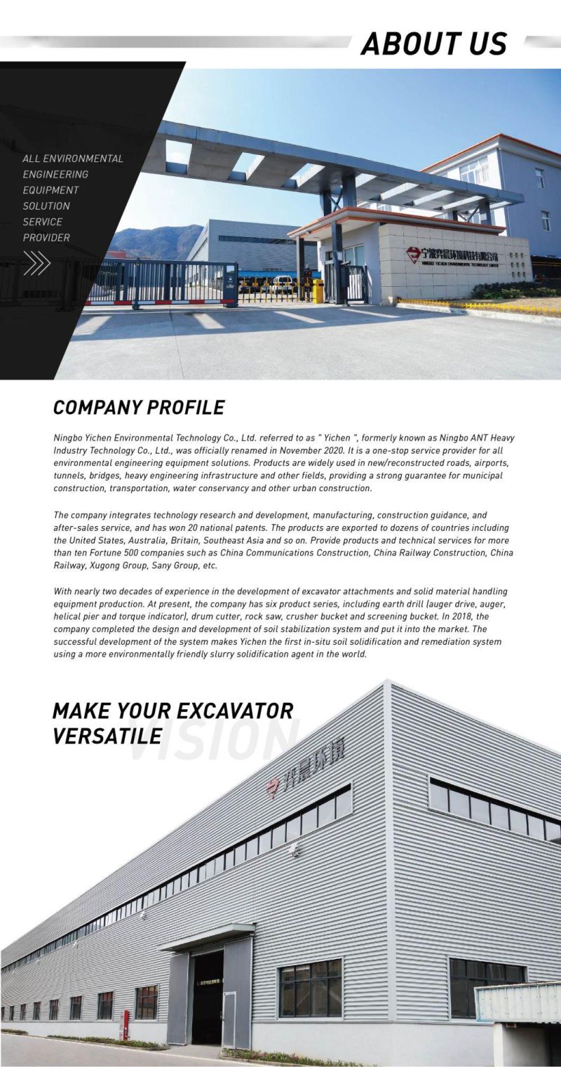 Yichen Crusher Bucket Excavator Crusher Bucket for Excavator Starting From 40t Construction Waste Crushing