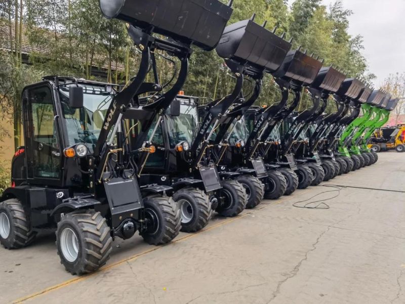 Chineses Supplier Wolf with Euro5 Engine CE/Rops/Fops Mini Loader Front End Loader for 1.5t/1.6t