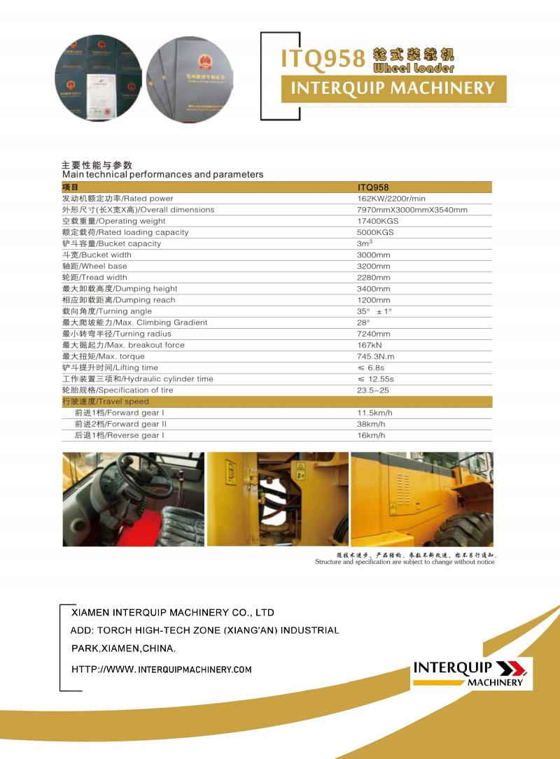 5 Ton Wheel Loader with Tier II Engine for Sale