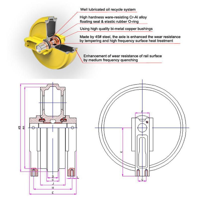 Track Idler Undercarriage Part E320 E200 Excavators Spare Parts