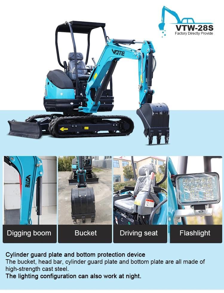 2.8 Ton Digger Mini Excavator with Cabin Mini Excavator Backhoe Small Digger Quick Coupler Price Hot