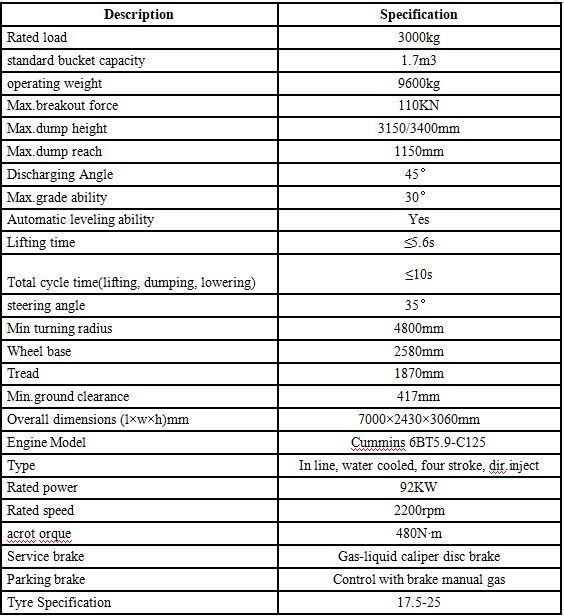 China Factory Supply Cheap 3 Tons 3m3 Wheel Loader