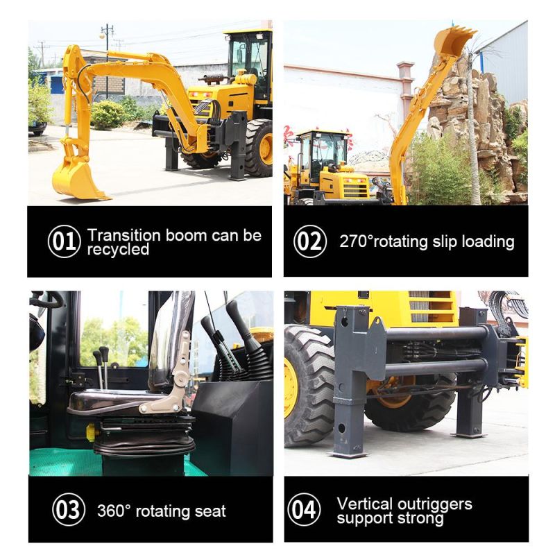 Hot Sell Engine 76kw Rated Power New Multi-Purpose Price Mini 4 Wheel Hydraulic Backhoe Loader