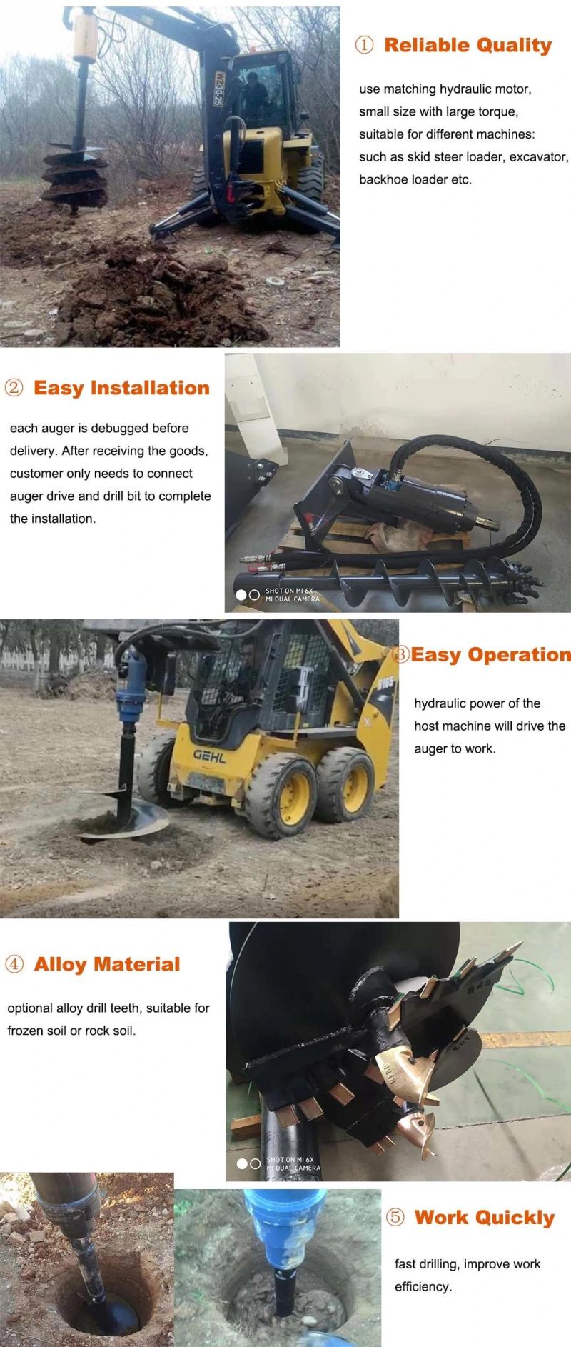 Excavator Attachment Auger