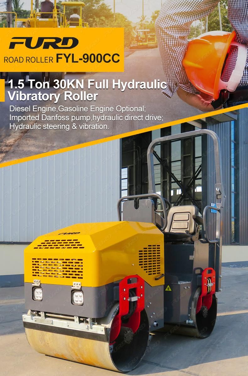 Fyl-900cc Double Drum Asphalt Roller Mini Road Roller Compactor for Sale