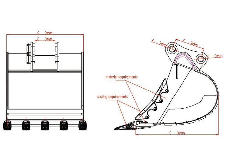 80mm Excavator Bucket with Strengthen Plate