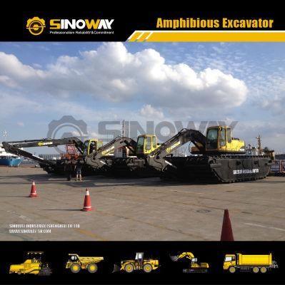 Sinoway Floating Excavator with Hydraulic Undercarriage Pontoon for Sale