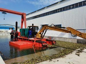 Amphibious Dredger Multifunction Marsh Dredger with Crawler Long Boom Excavator Floating Boat