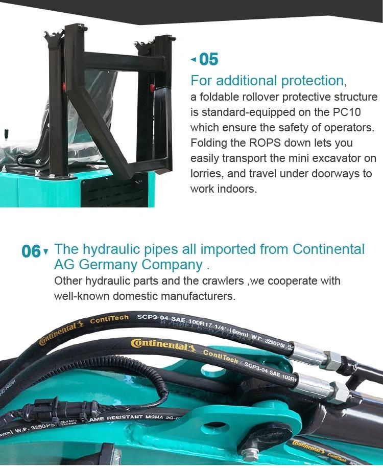 8kw Engine Hydraulic Hammer Mini Excavator with CE Certificate