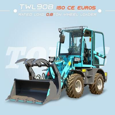 0.8 Ton Avant Mini New Compact Loaders Garden Tractor Front End Hay Fork Log Grapple 800kg Pay Farm Wheel Loader with Quick Hitch for Sale