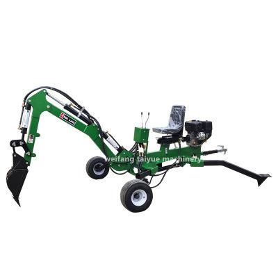 Manufacturer Supply Gasoline Engine Towable Backhoe 15HP Mini, Towabble Backhoe for ATV