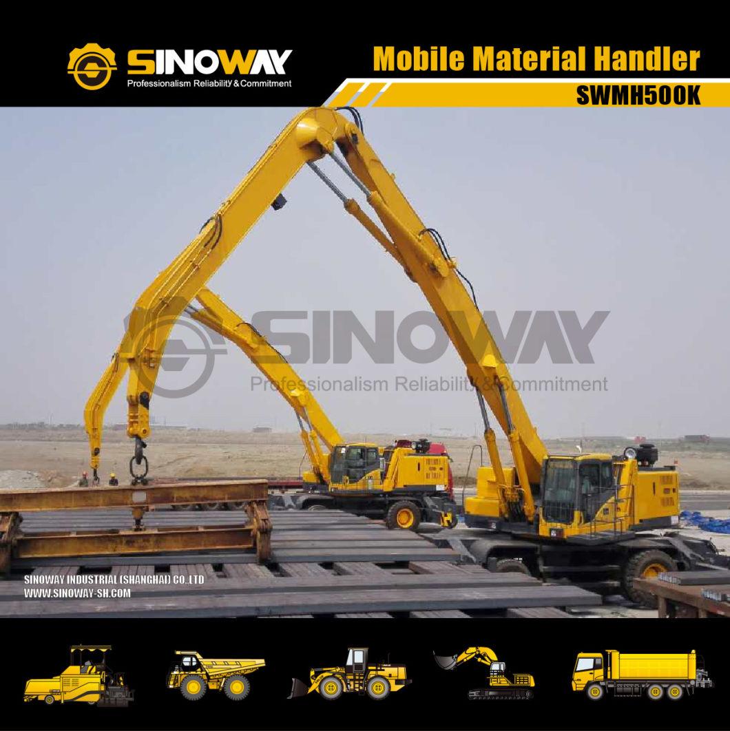 Wheeled Material Handler with Hydraulic Cab Elevation and Rigid Cab