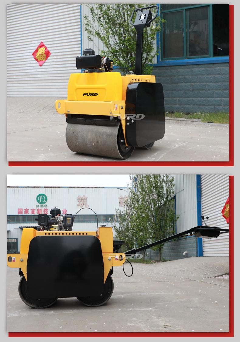 550kg Hand Operated Double Drum Asphalt Road Roller at Road Repair Work