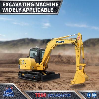 Air Conditioning Cabin Excavator 6t Toros Te60 Operating Weight 6000kgs Hot Sale
