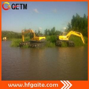 Amphibious Excavator for Flood Prevention and Land Reclamation