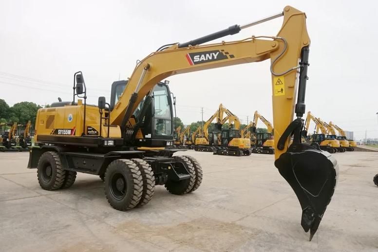 15 Ton Used Secondhand Sany Sy155W Hydraulic Wheel Track Construction Machinery Equipment Backhoe Excavadora Usada Excavatrice Excavator Excavators Medium