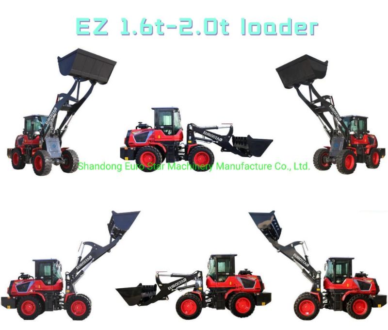 CE 1.6t-2.0t Hot Sale Model Farming Construction Machinery Wheel Loader Mini Loader with Variety Attachments