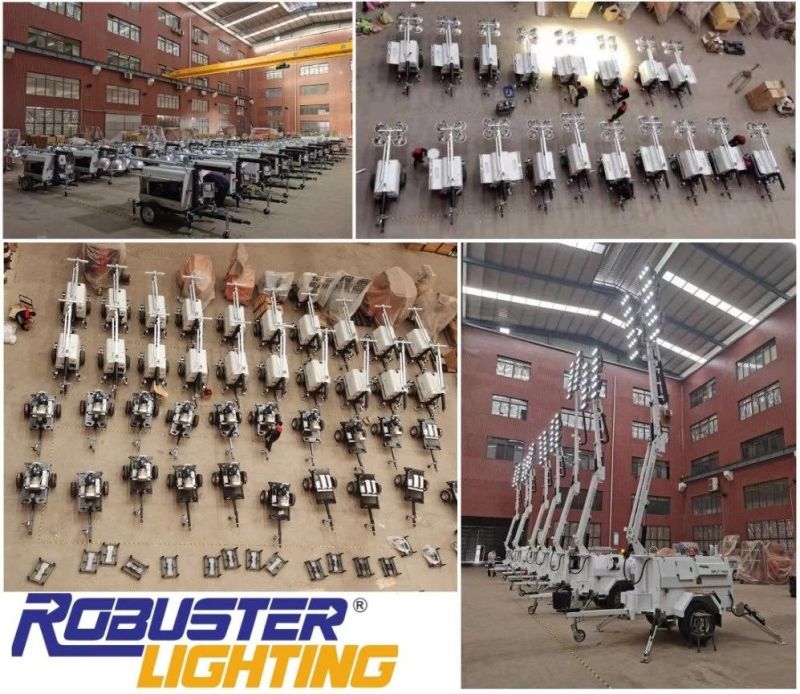 4*1000W Manual Construction Diesel Mobile Light Tower
