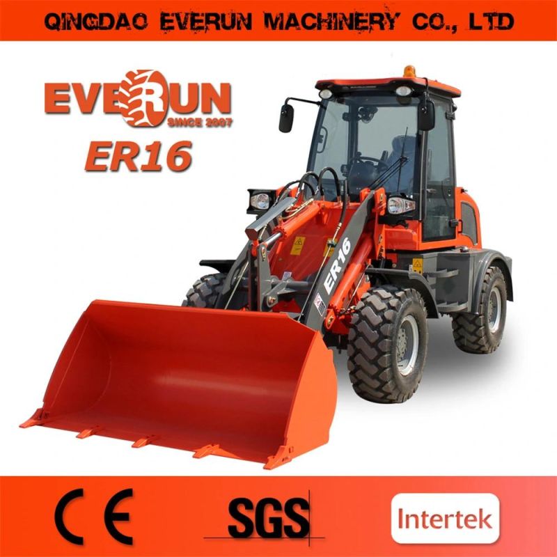 Earth-Moving Ce Approved Machine Everun Brand 1.6ton Er16 Mini Wheel Loader