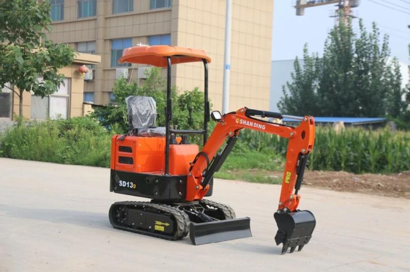 with CE EPA SD13D 1 Ton Mini Digger Earth-Moving Excavator Hydraulic Crawler Rubber Excavator