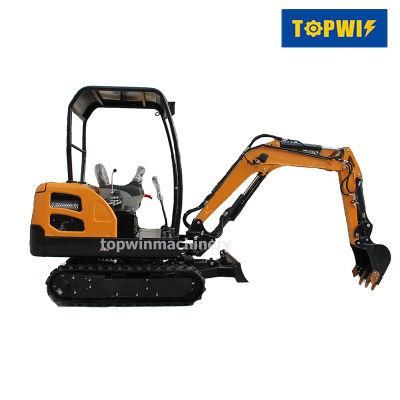 Topwin 1.8 Ton Tree Planting Digging Machines Small Garden Crawler Excavator with Grapple