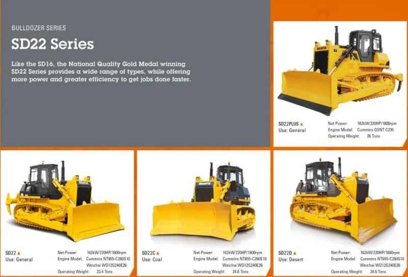 SD22 Shantui 220 Horsepower Crawler Standard Bulldozer