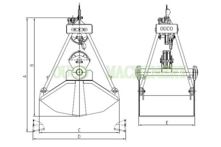 Crane Discharging Clamshell Grab Bucket with Remote Control System