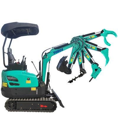 China Mini Excavator 1.4t Small Digger 1 Ton Excavator with Rubber Track and Hammer