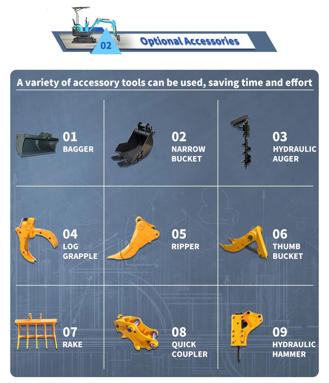 2021 New Product Mini Kubota Excavator Digger Machinery with Attachment