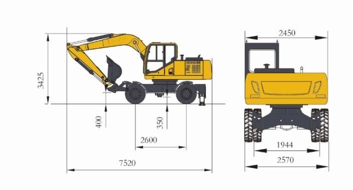 Luqing 15t Backhoe Mini Hydraulic Wheel Excavator with CE for Farm Garden Construction