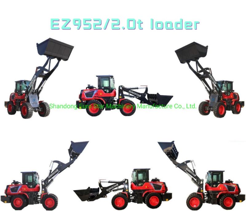 CE 2.0t Hot Sale Model Farming Construction Machinery Small Loader Wheel Loader with Variety Attachments