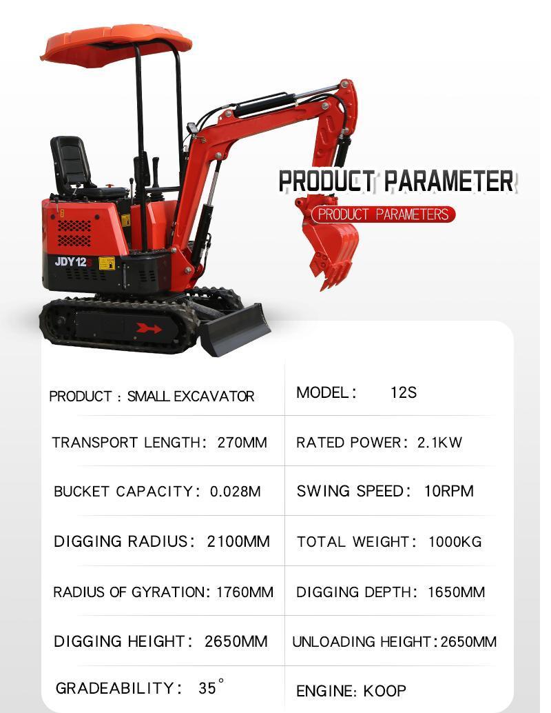 EPA CE 1200kg 1.2ton Mini Crawler Excavator for Sale