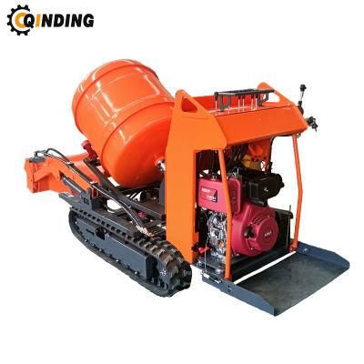 Self Loading Mini Crawler Concrete Mixer Dumper 400L Qinding