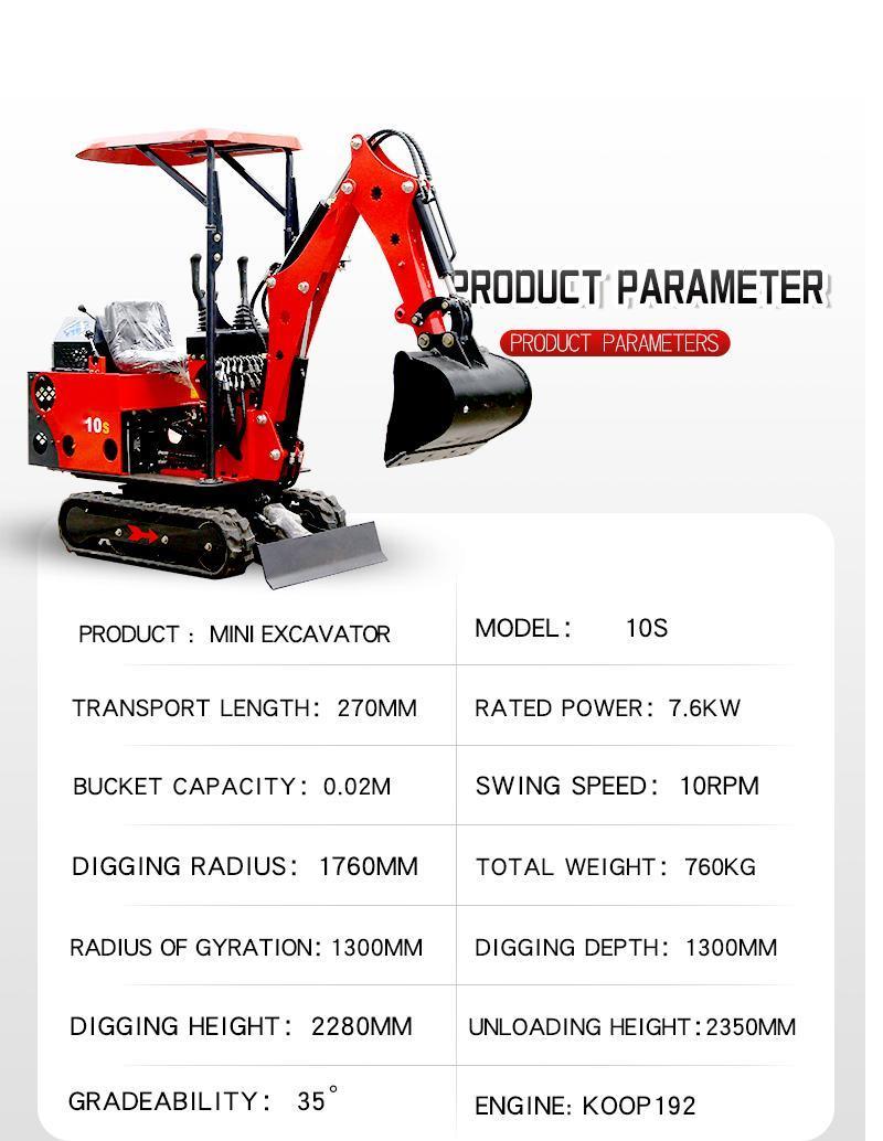 2022 Hot Sale Preferential Price 1ton Small Garden Municipal Construction Mini Hydraulic Crawler Excavator