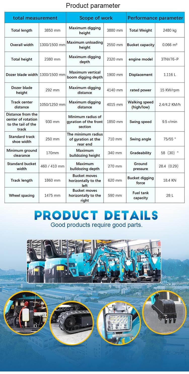 China 2.5 Ton Mini Excavator for Sale China Hydraulic Crawler Excavators Fast Delivery