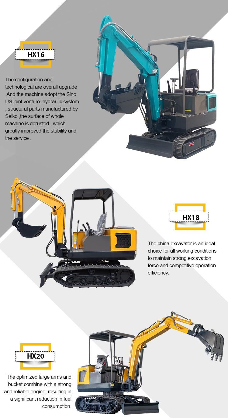 Home Use Mini Excavators 6000 Kg with Accessories Swing Boom Canopy