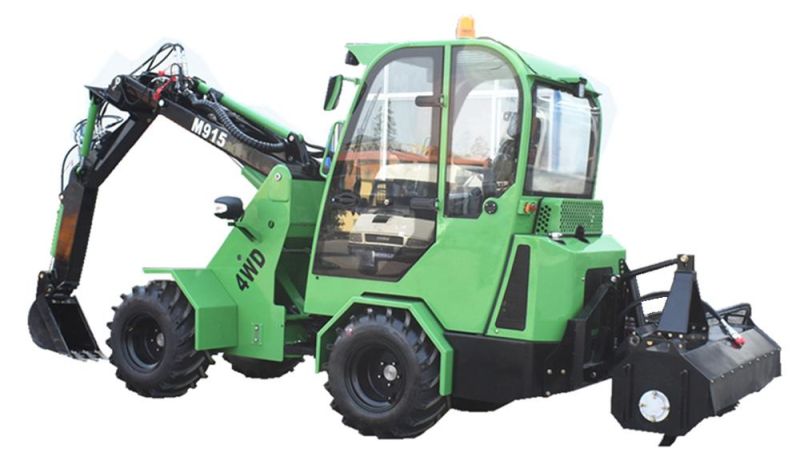 0.6 1 1.5 2ton Mini Front End Skid Steer Telescopic Hydraulic Transmission Shovel Small Radlader Wheel Loader with Snow Sweeper
