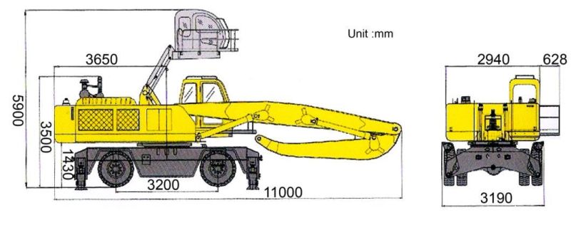 China 35ton Wheel Material Handler Crane Material Handling Machine for Grabbing