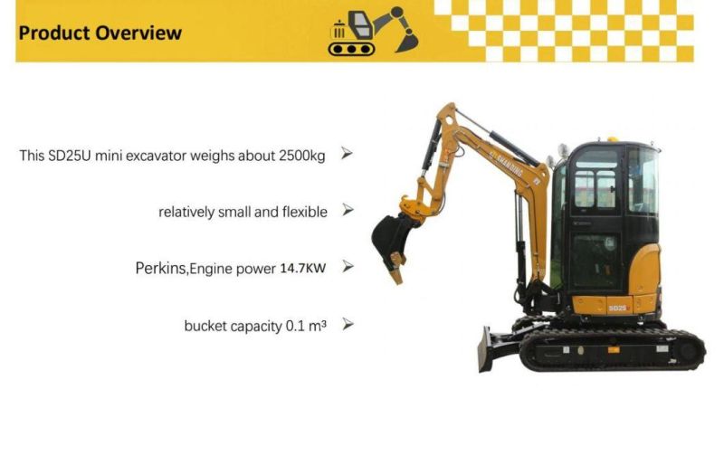 China Mini Excavator 2.5 Small Digger 1 Ton Excavator with Rubber Track