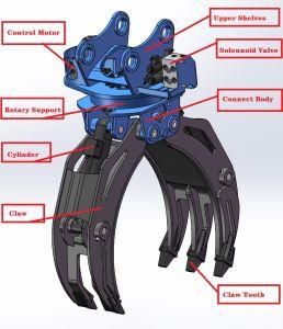 Hydraulic Rotating Log Grab for 14ton Excavator Hyundai Robex140